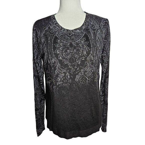 Desigual Edinburgo Back Vent Black Sequin Sweater Medium Goth Grunge - Picture 5 of 13